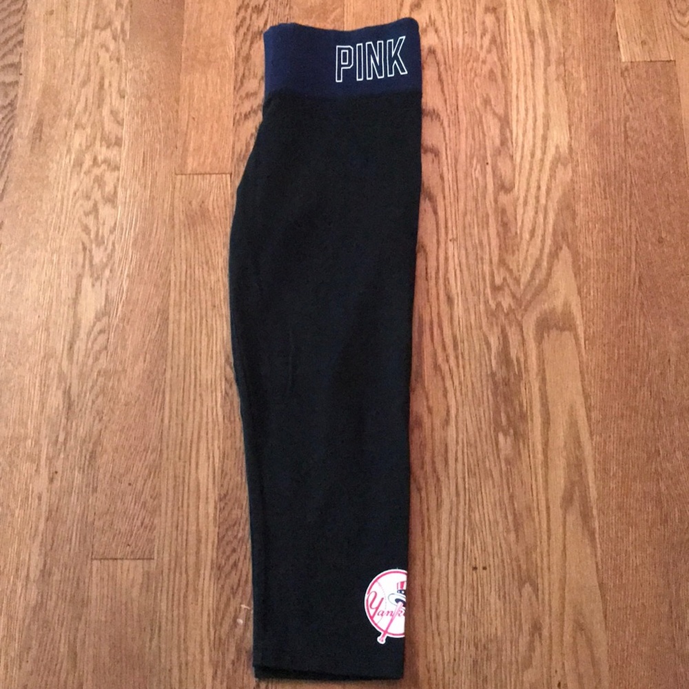Pink w/ 5th & Ocean Bling Yankees Yoga Crop Pants
